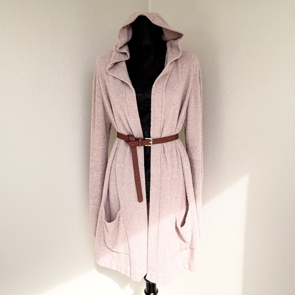 Barefoot Dreams Cardigan CozyChic‎ Lite Hooded Open Front Women M Pink